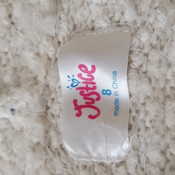 Justice Pullover Hooded Sweater V Neck Long Sleeve Sparkles Striped Black 8 - Picture 4 of 15